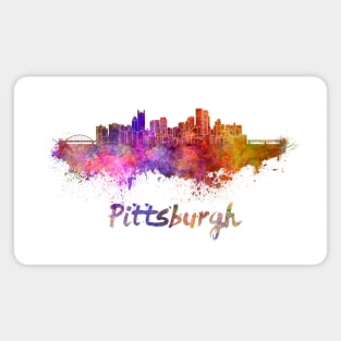 Pittsburgh skyline in watercolor Magnet